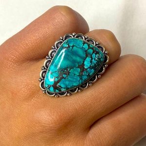 Copper turquoise statement ring